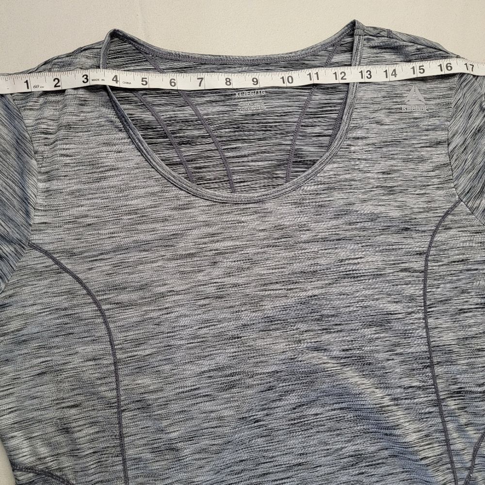 Reebok Athletic Top Heathered Gray Long Sleeve Scoop Neck Thumb Holes XL - Picture 8 of 12